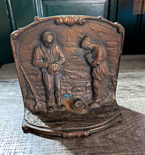 Antique 1920's single bronze cast bookend of L'Angelus Millet farmers praying picture