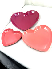 Happy Chic Jonathan Adler Set 3 Pink Heart Nesting Trays Plates Platters NEW FSh picture