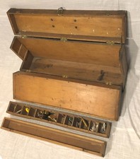 Antique Handmade Wooden Tackle/Tool Box, Early 1900s, Rustic Americana picture