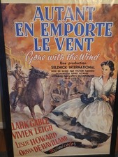Vintage ~ Gone with the Wind Framed Movie Poster. Autant En Emporte Le Vent. picture