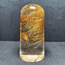 757g Rare TOP Natural Gold Rutilated Quartz Carved Crystal Mineral Reiki Decor picture
