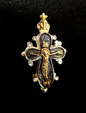 ORTHODOX RELIQUARY CRUCIFIX CROSS SILVER 925+999 GILT PENDANT FROM JERUSALEM A picture