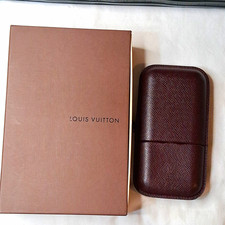 100% Authentic Louis Vuitton Brown Leather Zip Cigar Case with Box picture