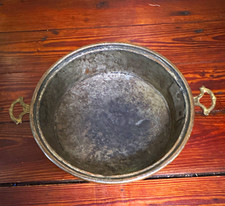 Antique Copper Cooking Pan With Brass Handles, Copper Cookware Pan, Copper Casse picture