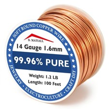 Copper Wire 99.95% Pure – 14 Gauge 1.6mm – 100 Feet, 1.2 Pound Spool picture
