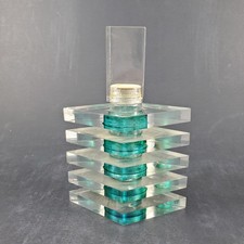 Vintage Stacked Lucite Perfume Bottle Art Deco Emerald Green Diamond Shape picture