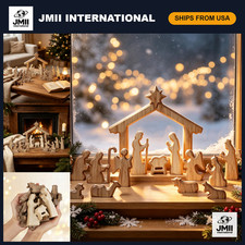 16pcs Wooden Christmas Nativity Set, Religious Figurines, Holiday Decor, Gift picture