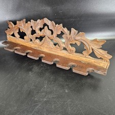 Rare Antique German Black Forest Carved Wood foldable Pipe Rack Wall Mount picture