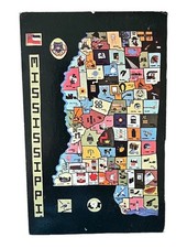Mississippi Needlepoint Map Extension Homemakers Club Mississippi State Postcard picture