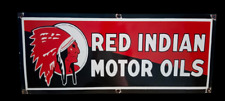 RED INDIAN PORCELAIN ENAMEL SIGN 60x24 INCHES picture