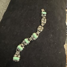 Vintage Sterling Mexico MCM With Turquoise 1 Link Missing 7.25” Bracelet picture