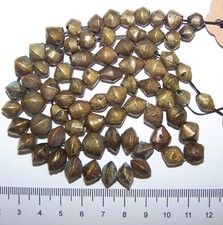 Antique Vintage Brass African Trade Beads - 74 Medium-Small Bicone Shapes picture