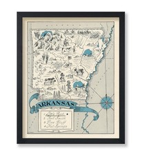 Vintage Arkansas State Map Poster - Retro Educational Art Print - 16x20 Unframed picture