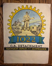 Vtg WWII US Naval Construction Detach 1022 Seabees CB Unit Original Insignia Art picture