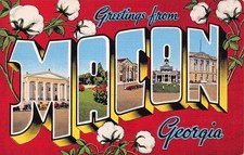 Macon Georgia GA Greetings From Large Letter 19925 Linen Postcard picture
