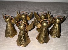Vintage Miniature Tiny Brass Angel Figurines set of 6 picture