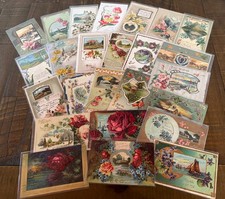 ~Lot of 25~ 1900's Greetings Postcards~Flowers & Scenes~ Floral -in sleeves~s878 picture