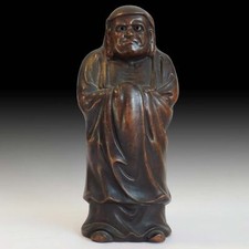 Zen Master Bodhidharma Daruma Vintage Japanese Bizen Yaki Okimono Statue 大魔禅師備前焼 picture