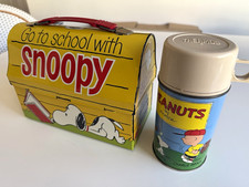 Vintage 1968 “Have Lunch with Snoopy” Peanuts Metal Lunch Box with Thermos Nice picture