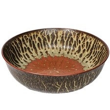 Vintage Japanese Mino Ware Pottery Textured Glaze Chrysanthemum Ceramic Bowl picture