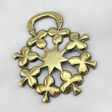 Brass Horse Medallion Vintage English Star Sun Center Club Clover Show Harness picture