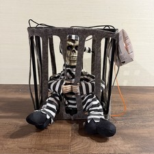 VTG Creepy Animated Skeleton Prisoner with Cage Touch & Motion Sensor Decoration picture