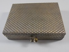 Vtg 1950s MCM Volupte Compact Makeup Powder Lipstick Case Mirror Silver Tone picture