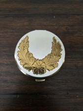 VTG Zell Fifth Avenue Gold Silver Floral Metal Mirrored Compact picture