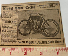 1903 MERKEL MOTOR CYCLES NEWSPAPER CLIP-AD ST PAUL MN-TAPE TO BACK-RARE picture
