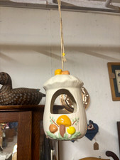Vintage 1970s Ceramic “Merry Mushroom” Style Hanging Planter/Lantern/Bird Feeder picture