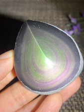 98g Rainbow Natural Obsidian Cat Eyes Quartz Crystal rough Healing picture
