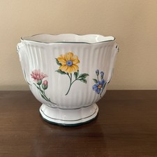 Vintage 1996 Tiffany  Ceramic Sintra Floral Jardiniere Cachepot w/Tag 7.75x7.25 picture