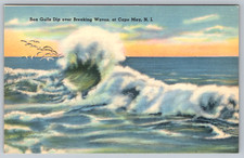 c1940s Sea Gulls Breaking Waves Cape May NJ Postcard picture