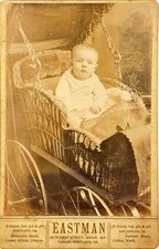Eastman Portland OR Baby in Wicker Pram Cabinet Card Carriage Victorian Children picture