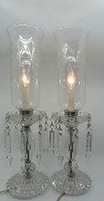 Vintage Pair of Hollywood Regency Crystal Cut Glass Table Lamps w/Prisms-Works picture