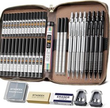 45PCS Black & Silver Metal Mechanical Pencil Set in & picture