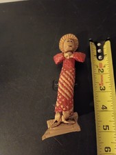 Vintage Mexican Basketry Folk Art Dolls 5 Inch picture