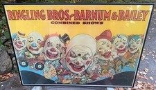 Vintage 1980s Ringling Bros Barnum Bailey Circus Clowns Poster Framed picture