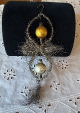 Antique Victorian Tinsel & Mercury Glass Ball Bead Ornament Early 1900s Germany picture