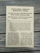 1952 Utah Parks Company Motor Bus Tours Brochure Zion Grand Canyon Bryce NPS picture