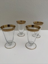 Vintage Tiffin Franciscan Minton French Gilt Decorated Glass Goblet Set Of 4 picture