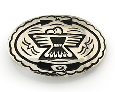 Navajo Peyote Bird Belt Buckle .999 Nickel Vintage Signed SD picture