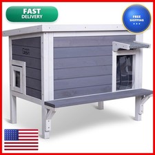GEGURI Insulated Outdoor Cat House, Weatherproof Feral Cat Shelter Winter picture