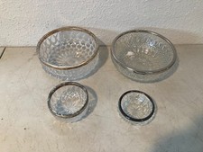 Lot 2 Set Pair of Metal-Rimmed, Heavy, Glass Bowls (8.5 and 4.5 inch diameters) picture