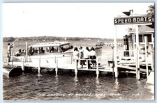 The Landing At Arnolds Park Iowa IA Speed Boats Gas Station RPPC Photo Postcard picture