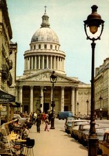 Paris - Le Pantheon from rue Soufflot, cafe terrace - Vintage Postcard c1972 picture