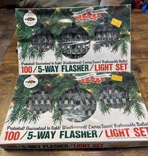 2 Boxes Vintage Tulip Christmas Lights 100 5-Way Flash Liberty Bell 1985 Tested picture