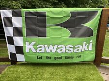 1970s Let The Good Times Roll KAWASAKI MOTORCYCLE FLAG 3 X 5 Ft  USA seller picture