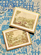 Vintage Italian Florentine Wooden Plaques Francesco Zuccarelli Landscape Set 2 picture