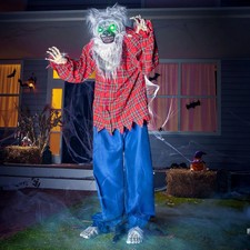 Animated Hulking Werewolf Halloween Animatronic Prop LCD Eyes - Seasonal Visions picture